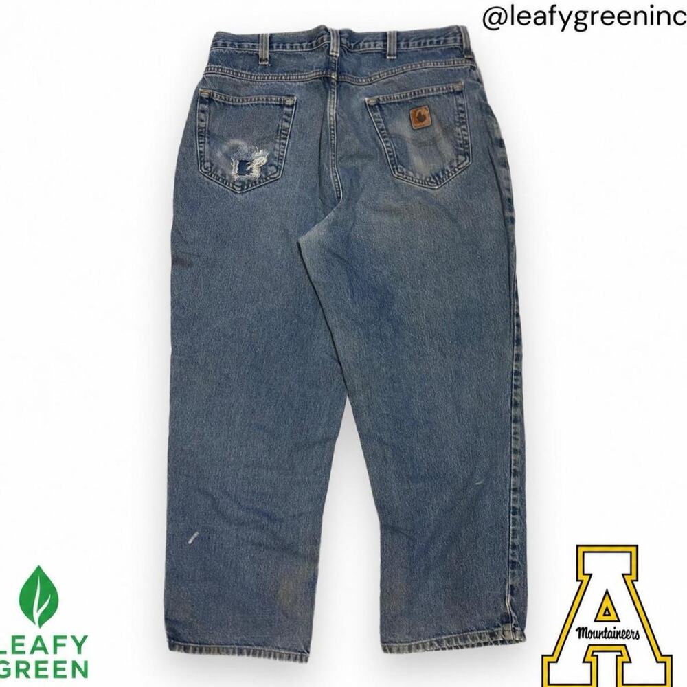 Carhartt B17 DST Mud Washed Baggy Denim Work Jeans us sz 36x30 Whisker Loose
